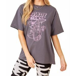 NEW BAEVELY BY WELLMADE howdy y'all short sleeve tee in gray